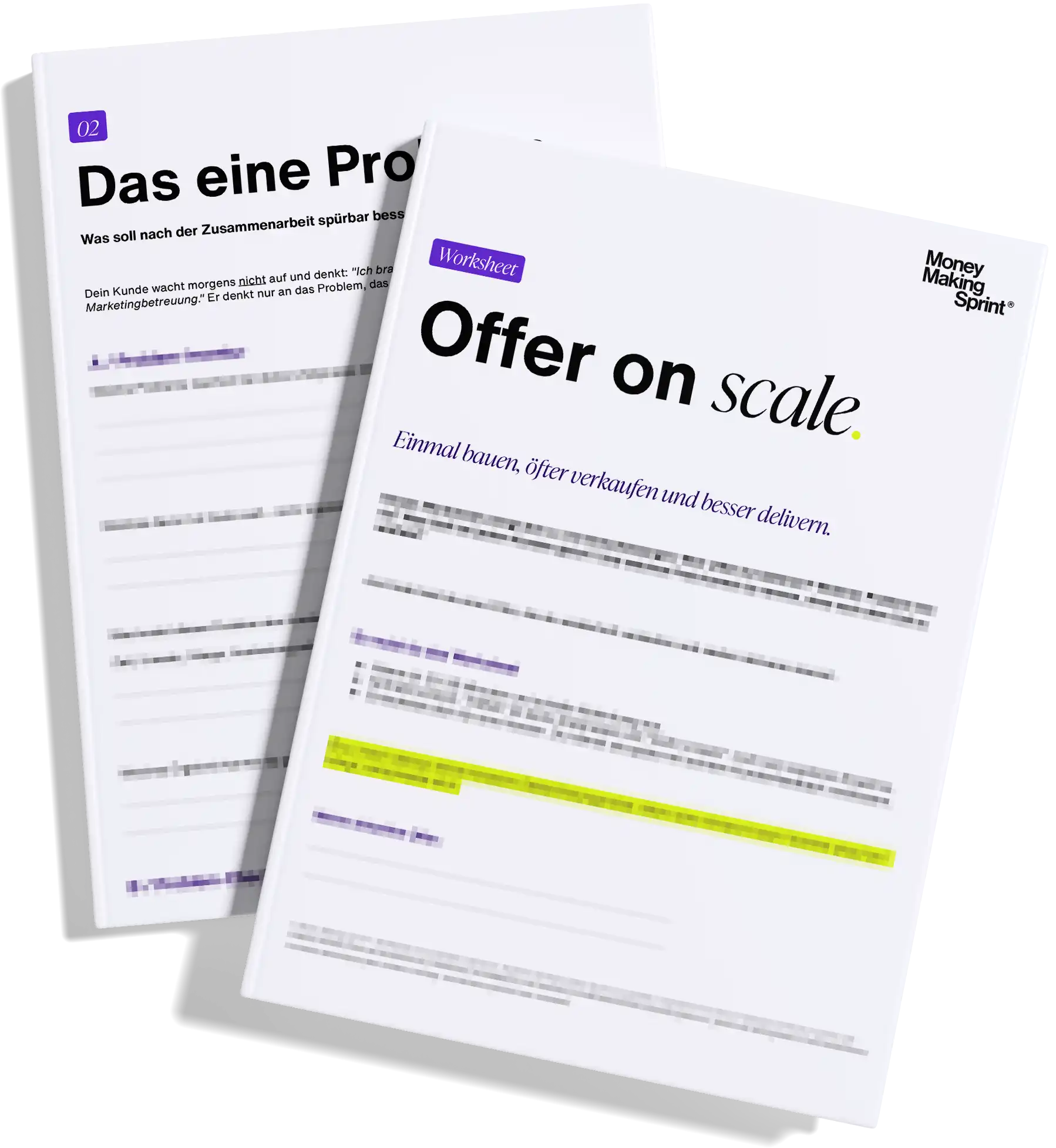 Mockup des Offer on Scale Worksheets von Money Making Sprint